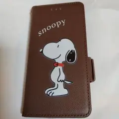 スヌーピー手帳型ケース ブラウン