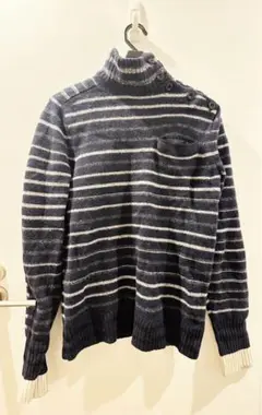 sacai タートルネックニット ネイビー ボーダー