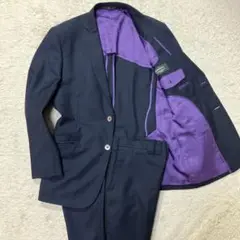 DORMEUIL ドーメル　高級生地　フランス　スーツセットアップ　濃紺　L