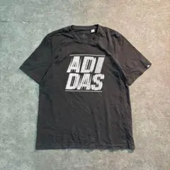 7SM3【adidas】ロゴプリント　半袖Tシャツ　ブラック　L 古着