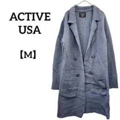 美品⭐️ACTIVE USA 【M】グレー ダブルボタン カーディガン