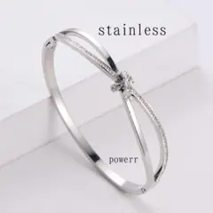 ステンレス　シルバー　銀　 上品 ブレスレット アクセサリー　結び　ジルコニア