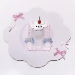 トレカケース デコ フリル ピンク 水色 青 リボン ホイップ ホイップ犬