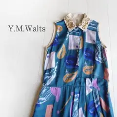 美品 ワイエムウォルツ 定価4,8万円 装飾襟のワンピース Y.M.Walts