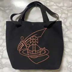 vivienne westwood トートバッグ 刺繍 デカロゴ 黒
