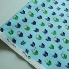 b10 猫柄 １m 北欧風 オックス生地 水色