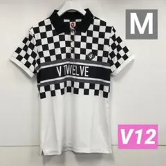 未使用タグ付★V12 レディースM VIOR POLO ポロシャツ 白黒