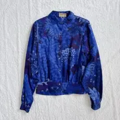 【美品】TOLENTINO 花柄シャツジャケット 総柄 青 Lサイズ イタリア製