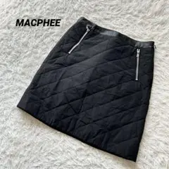 【マカフィー】キルティングショート丈スカート　ブラック　ナイロン　M 無地