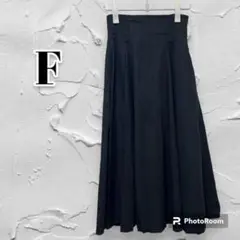 ロング フレア スカート (F) ウエスト一部ゴム ブラック
