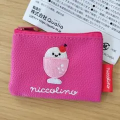 にっこりーノ　合皮刺繍ミニポーチ　ノベルティ　小銭入れ　ポーチ　クリームソーダ