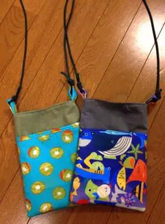 動物柄(海の生き物)・キーウィ柄サコッシュ2個セット ハンドメイド