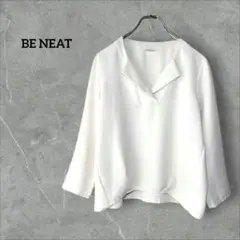 BE NEAT ビーニート ブラウス シャツ クロップド袖 Vネック 白