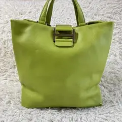 【美品 希少色】ヒロフ レザー　トートバッグ シボ革 グリーン