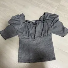 Mサイズ オフショルダー チェック柄 トップス