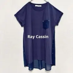 Ray Cassin/半袖トップス 星柄 異素材/チュニック/体型カバー2447