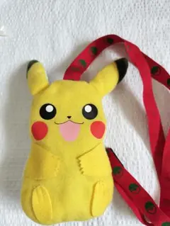 ピカチュウ フリースポーチ 赤いストラップ付き