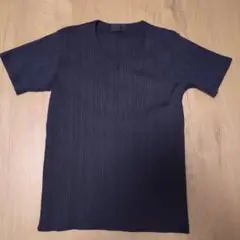 A.S.M. ダークブルー Vネック 半袖 Tシャツ