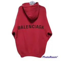 BALENCIAGA パーカー バックロゴ オーバーサイズ 赤 XS