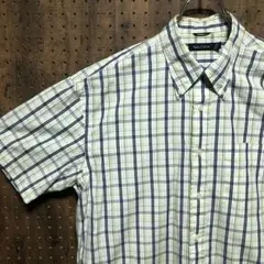 NAUTICA ノーティカ 半袖　シャツ　緑　チェック　L　SMA442