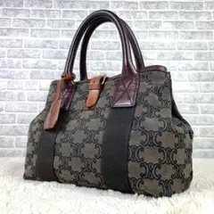 ★セリーヌ パリマカダム キャンバス ハンドバッグ レザー トリオンフ 金具