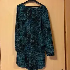 GAP レディース ワンピース 青と黒のマーブル模様 長袖チュニック 値下げ！