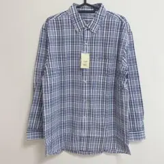 メンズ長袖シャツ　チェック柄　ゆったり3Lサイズ　ブルー　タグ付き