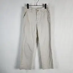 レナウン ベージュストレートパンツ 薄手 チノパン 麻混 S