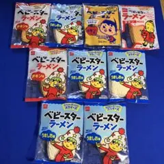 新品！ベビースターラーメンふわふわ、モッチモチ！スクイーズ　全4種とおまけ5個