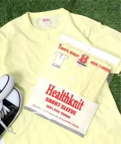 ヘルスニット ヘンリーネック Tシャツ イエロー グッドウェア バナリパ 半袖
