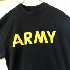 ARMY　半袖Tシャツ　黒　デカロゴ アーミー 陸軍　黄色ロゴ　デカロゴ