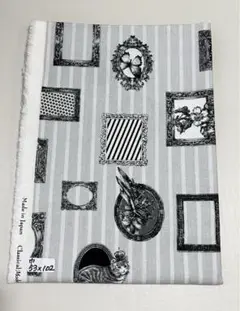 額縁と動植物 柄 オックス生地【レア】幅53×102cm