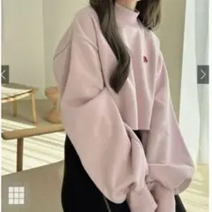 GRL グレイル ロゴ刺繍ショート丈スウェットトップス ピンク フリーサイズ