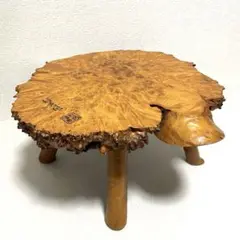 値下高級銘木 唐木 花梨 瘤杢 葡萄杢 一枚板 座卓 猫脚 99×66×31cm 値下高級銘木 唐木 花梨 瘤杢 葡萄杢 一枚板 座卓 猫