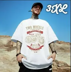 720 メンズバイクTシャツ ホワイト 3XL 半袖 トップス プリント
