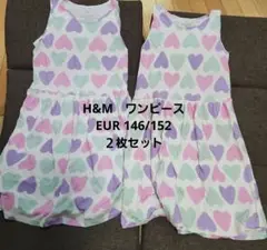 H&M EUR 146/152　ノースリーブワンピース ハート柄