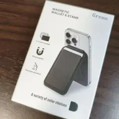 ヴィーガンレザーカードケース スマホスタンド Mag-Safe対応 グリーン