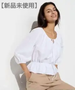【新品未使用】UNIQLO ユニクロ エンブロイダリー ブラウス 7分袖 XL