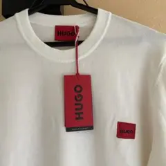 HUGO ヒューゴホワイト クルーネックニット ロゴ プルオーバー