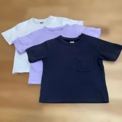 ネイビー クルーネック Tシャツ ポケット付き