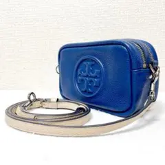 爽やかなカラーのコンビ✨TORY BURCH ペリー ボンベ ミニバッグ ブルー