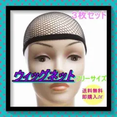 ウィッグネット 3枚セット ネット キャップ ブラック