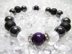 ★【パープルタイガーアイ×水晶】天然石ブレスレット パワーストーン