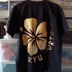 最終価格です、RYU SPORTS ハイビスカス Tシャツ 黒