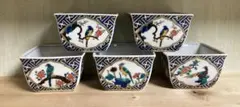 九谷焼　青郊窯　花鳥絵変わり　小鉢　角鉢　盛鉢　5個セット　箱なし