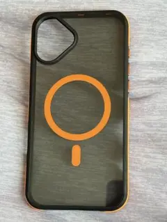 マグセーフ対応 iPhoneケース ブラック オレンジ　16plus