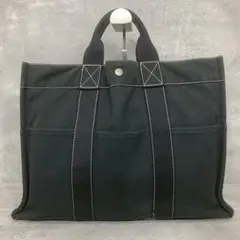 エルメス フールトゥMM キャンバス トートバッグ A4 大容量 ブラック系