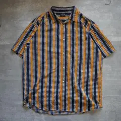 STUSSY ステューシー　半袖シャツ　XLサイズ　オレンジ　ネイビー