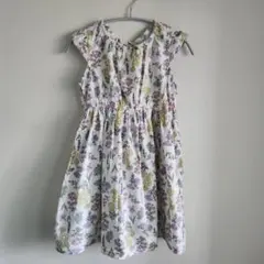 any FAM ワンピース フリル付きノースリーブ 花柄 ホワイト 140