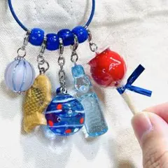 17 お祭りにぎやかジャラジャラキーホルダー　瓶ラムネと薄皮たい焼き